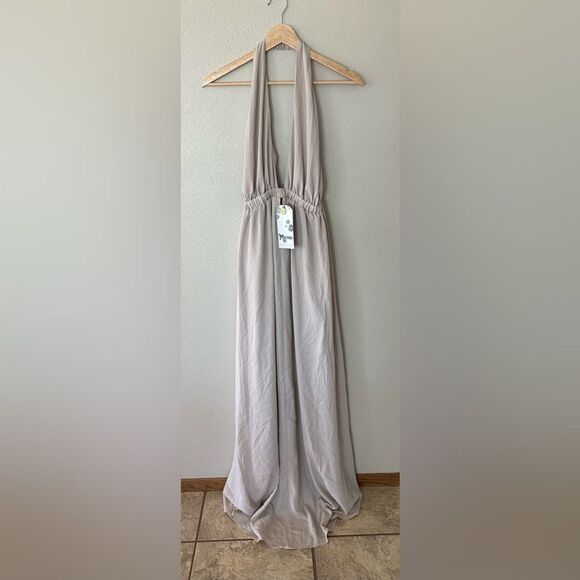 Show Me Your MuMu Luna Halter Maxi Dress in Show Me the Ring Crisp Size Small - Picture 3 of 7